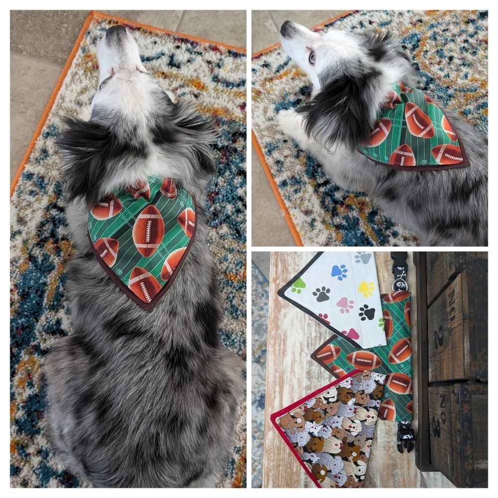 Hand Crafted Over the Collar Pet/Dog Bandanas, Set of 3 Size Medium